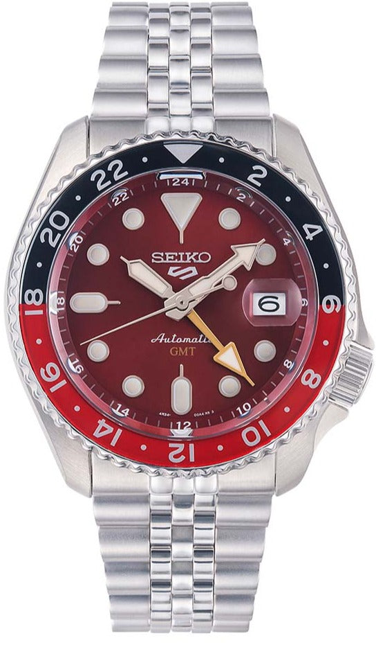 Seiko 5 Sports Thong Sia Limited Edition Red Dial Silver Steel Strap Watch For Men - SSK031K1 - Image 3